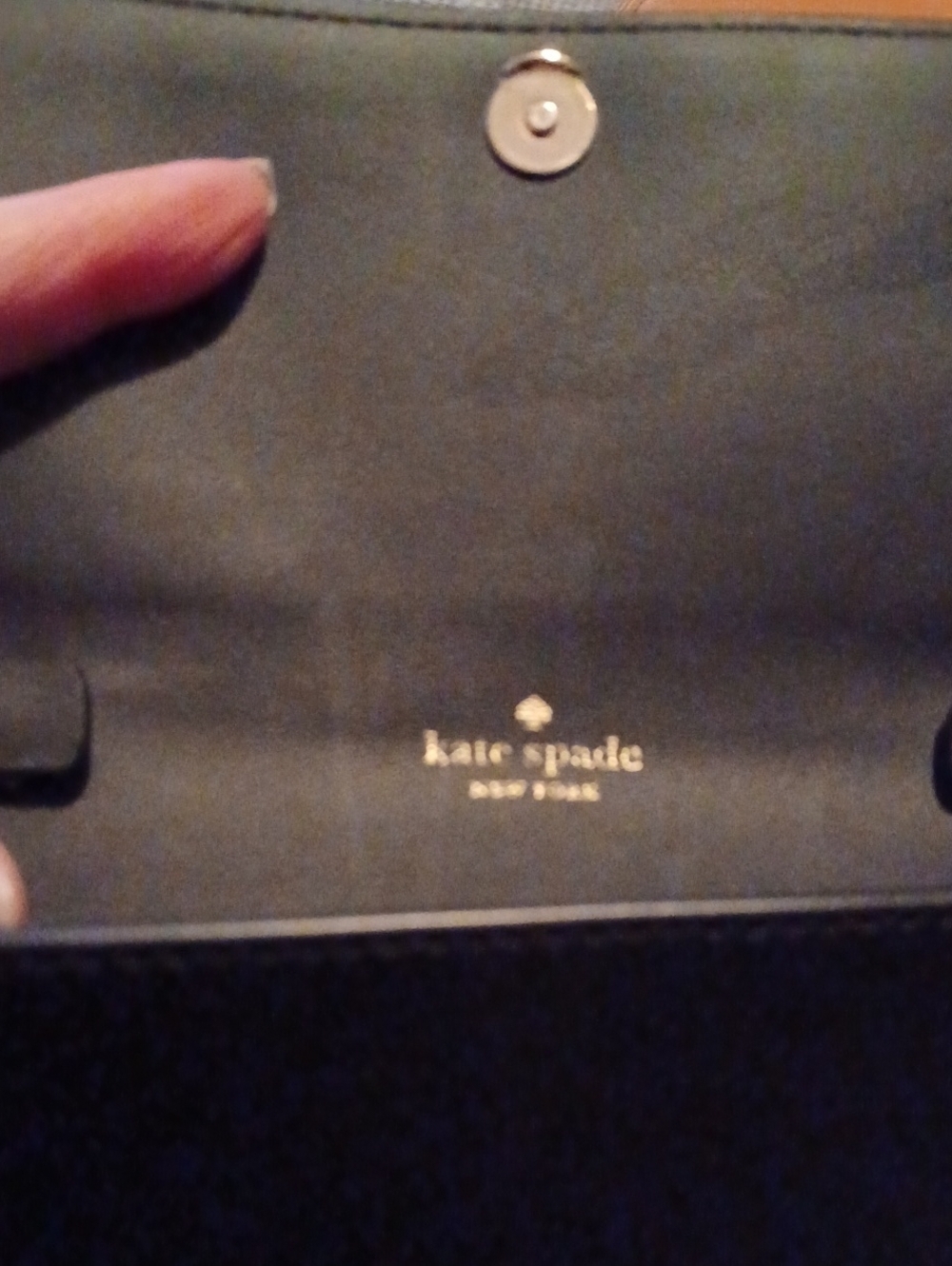 > kate spade Black Saffiano Leather Continental Sholder Bag with Gold Logo - Picture 8 of 11